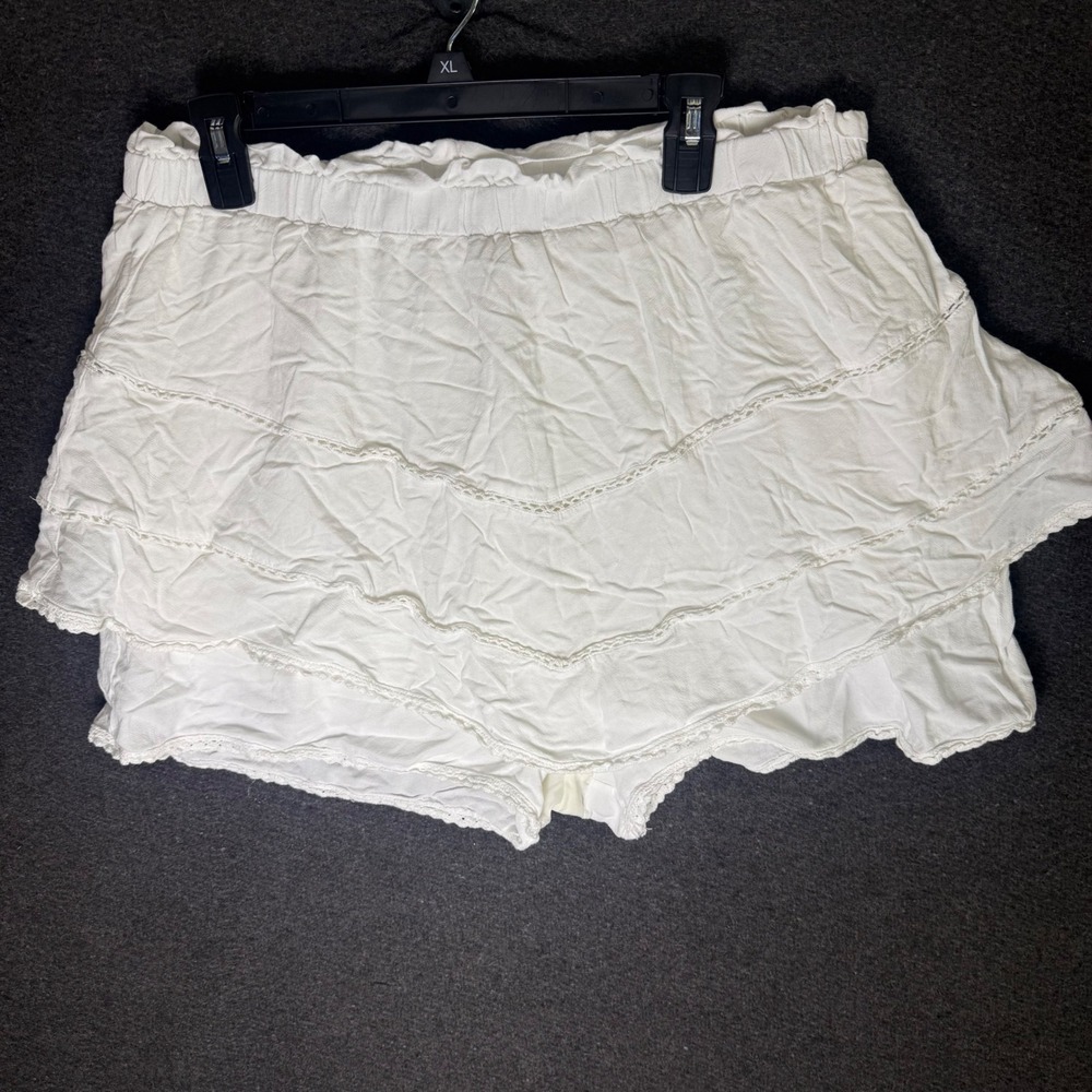 VICI x Summer of Diane XL Linen skort White Ruffle Tiered Eyelet Boho cottage